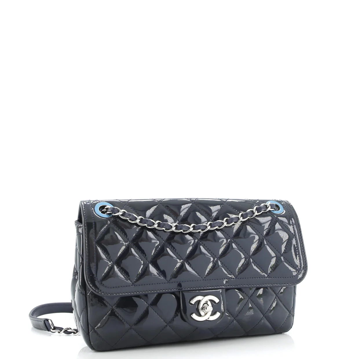 Coco Shine Flap Bag Quilted Patent Medium - Deep Luxury