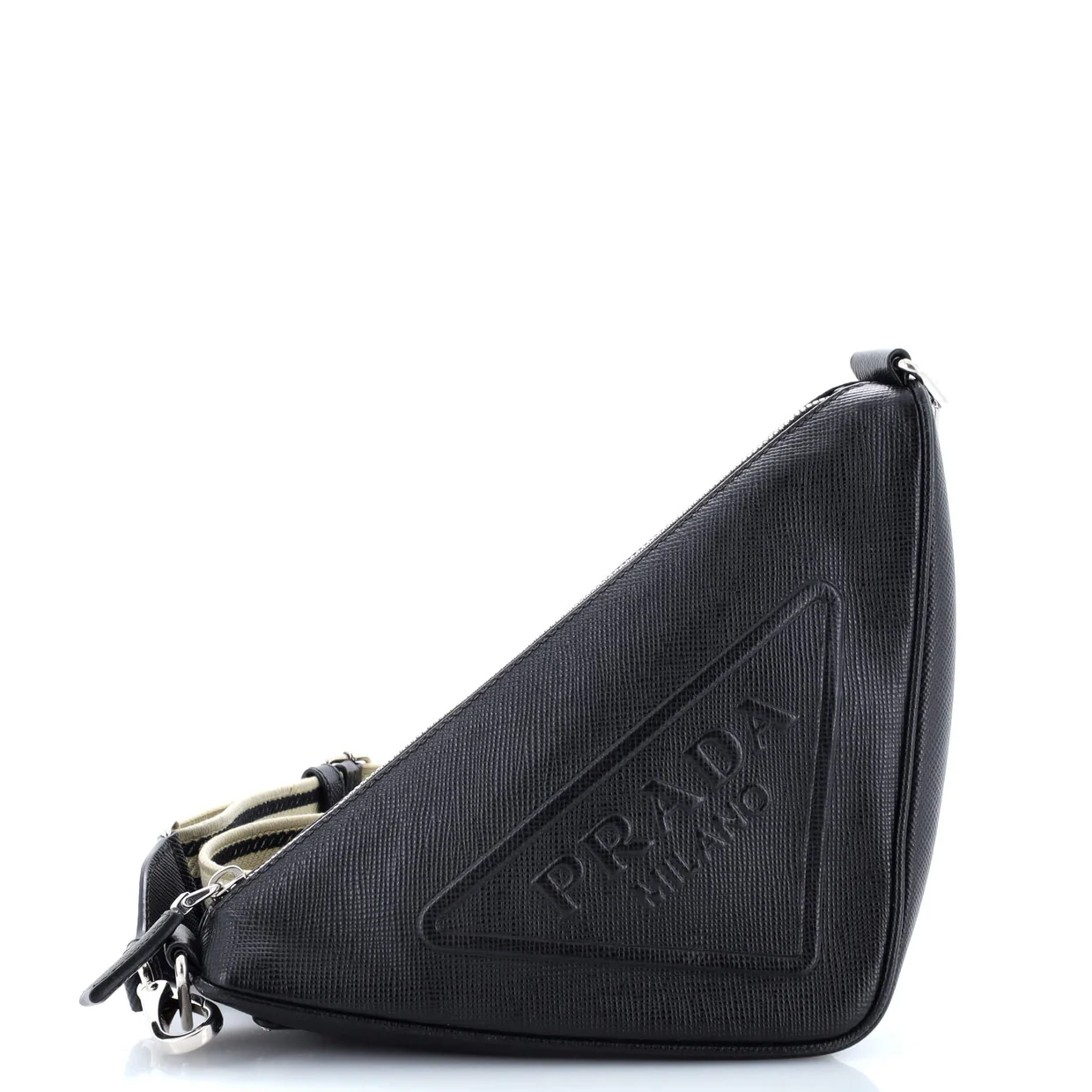 Triangle Logo Zip Crossbody Bag Leather Small - Deep Luxury