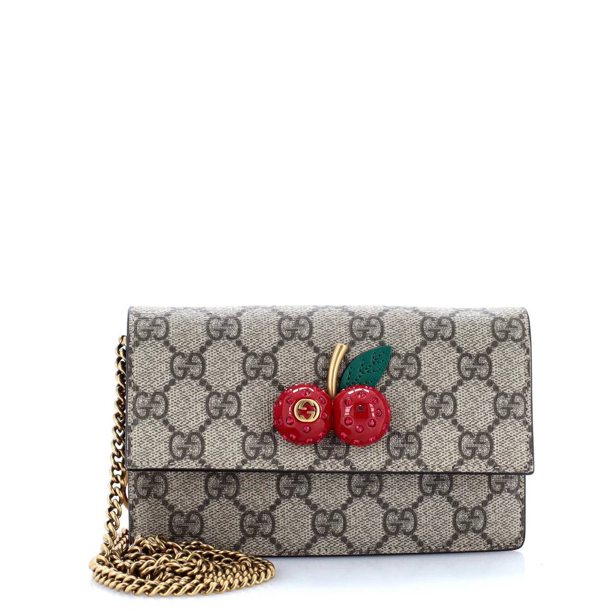 Cherries Wallet on Chain GG Coated Canvas Mini - Deep Luxury