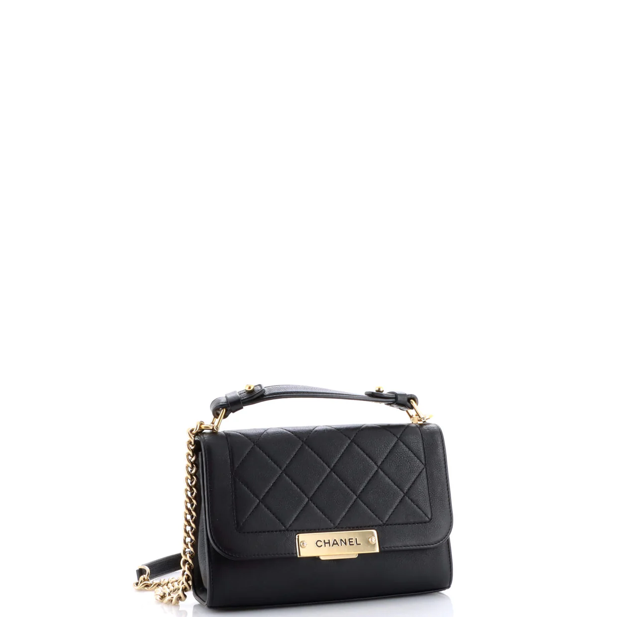 Label Click Flap Bag Quilted Calfskin Small - Deep Luxury