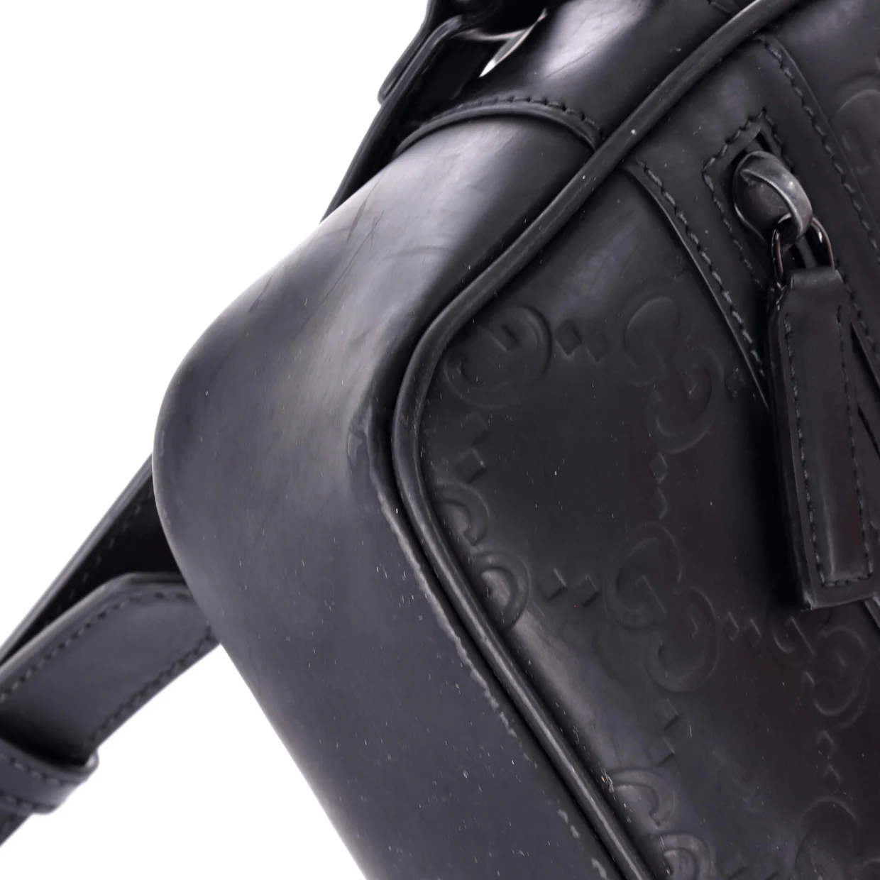 Front Zip Crossbody GG Rubber Effect Leather Mini - Deep Luxury