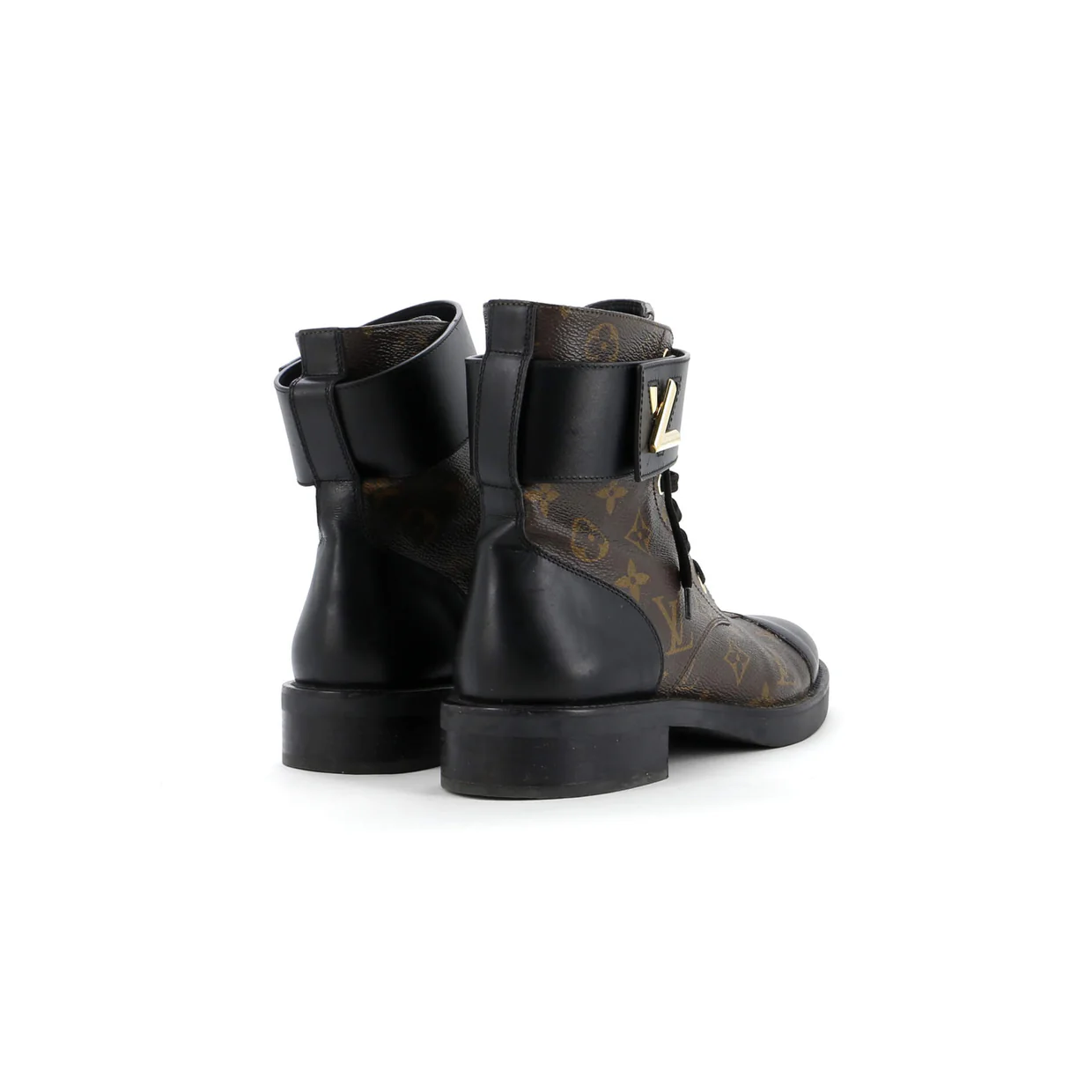 Women's Wonderland Flat Ranger Boots Monogram Canvas and Leather - Deep Luxury