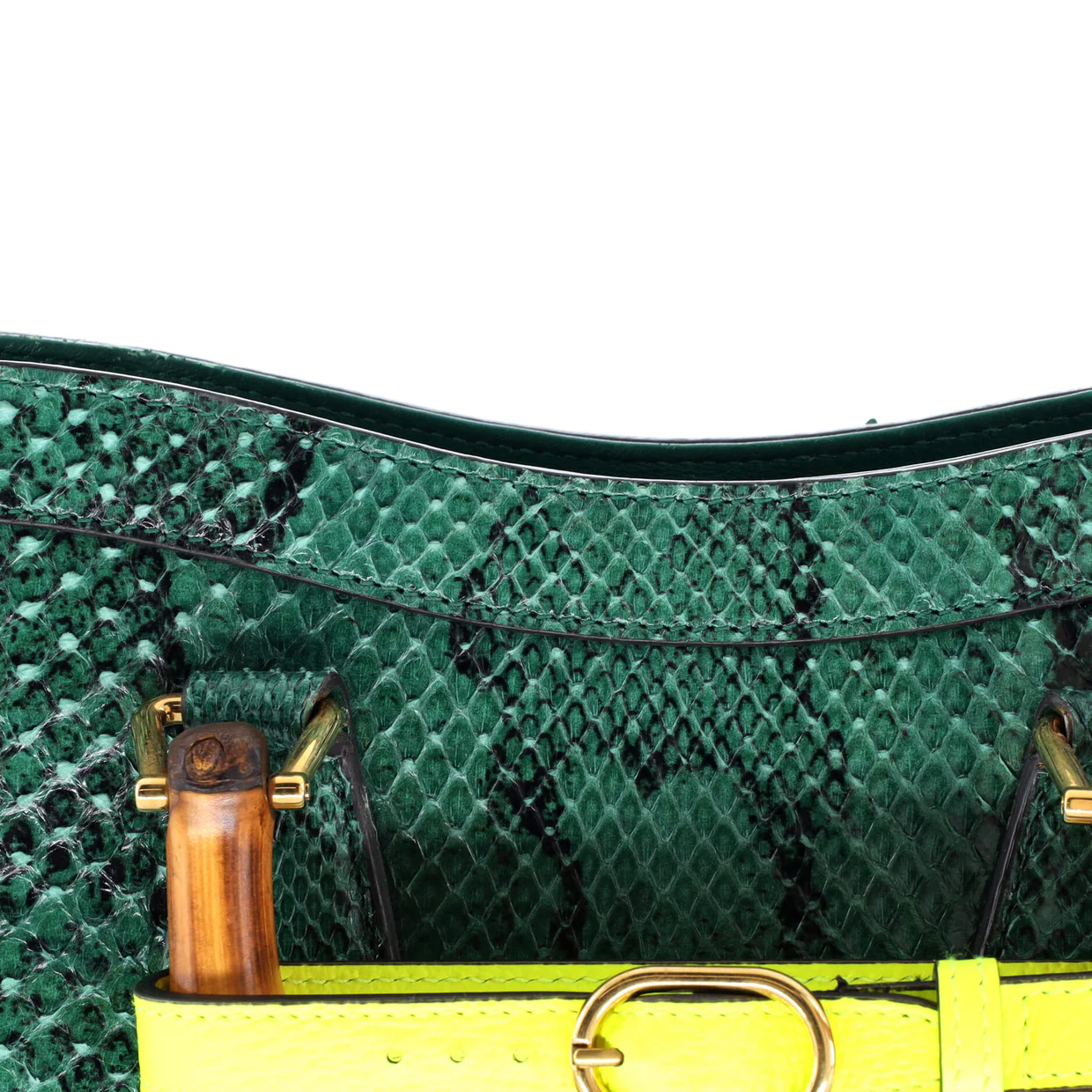 Diana NM Bamboo Handle Tote Python Small - Deep Luxury