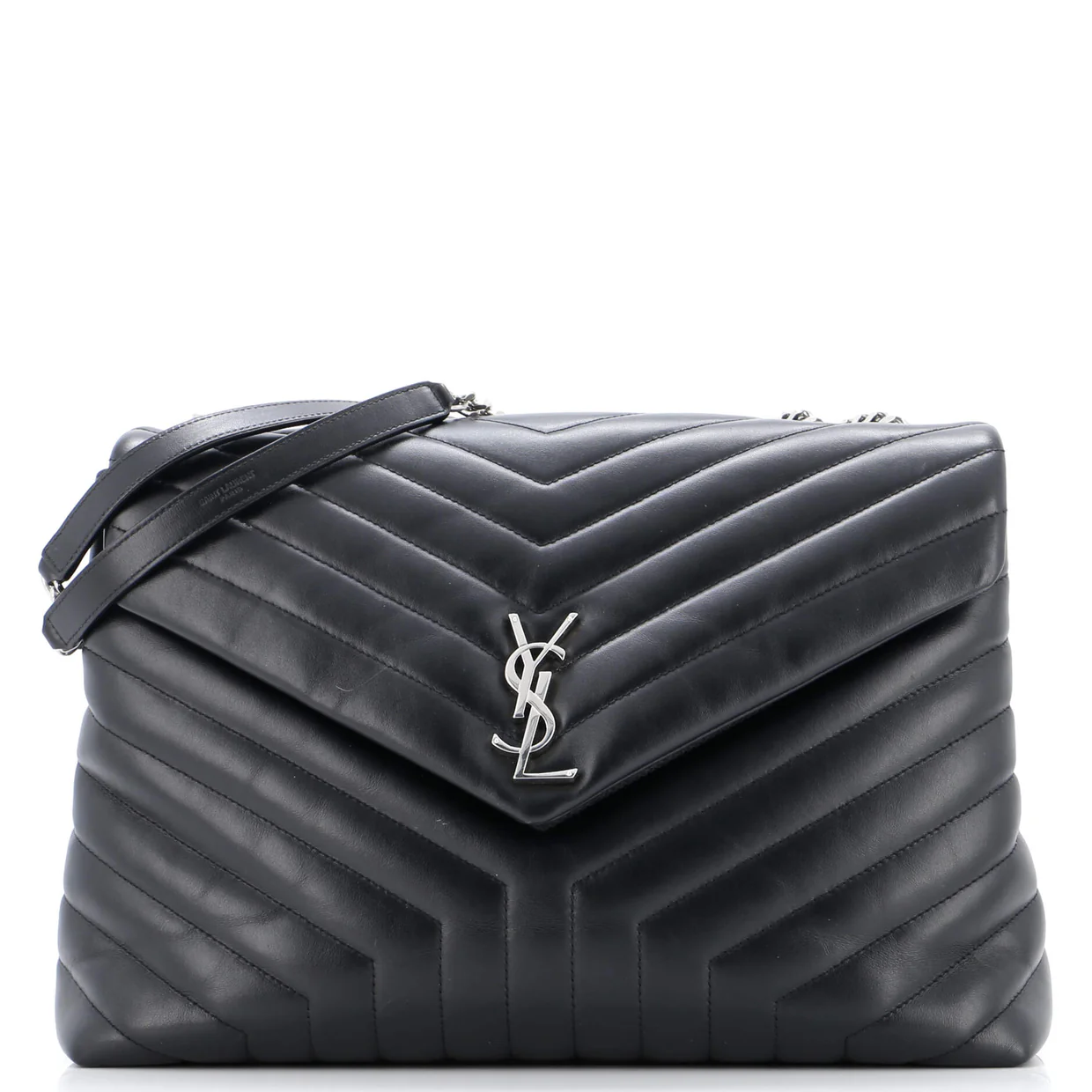 Loulou Shoulder Bag Matelasse Chevron Leather Large - Deep Luxury