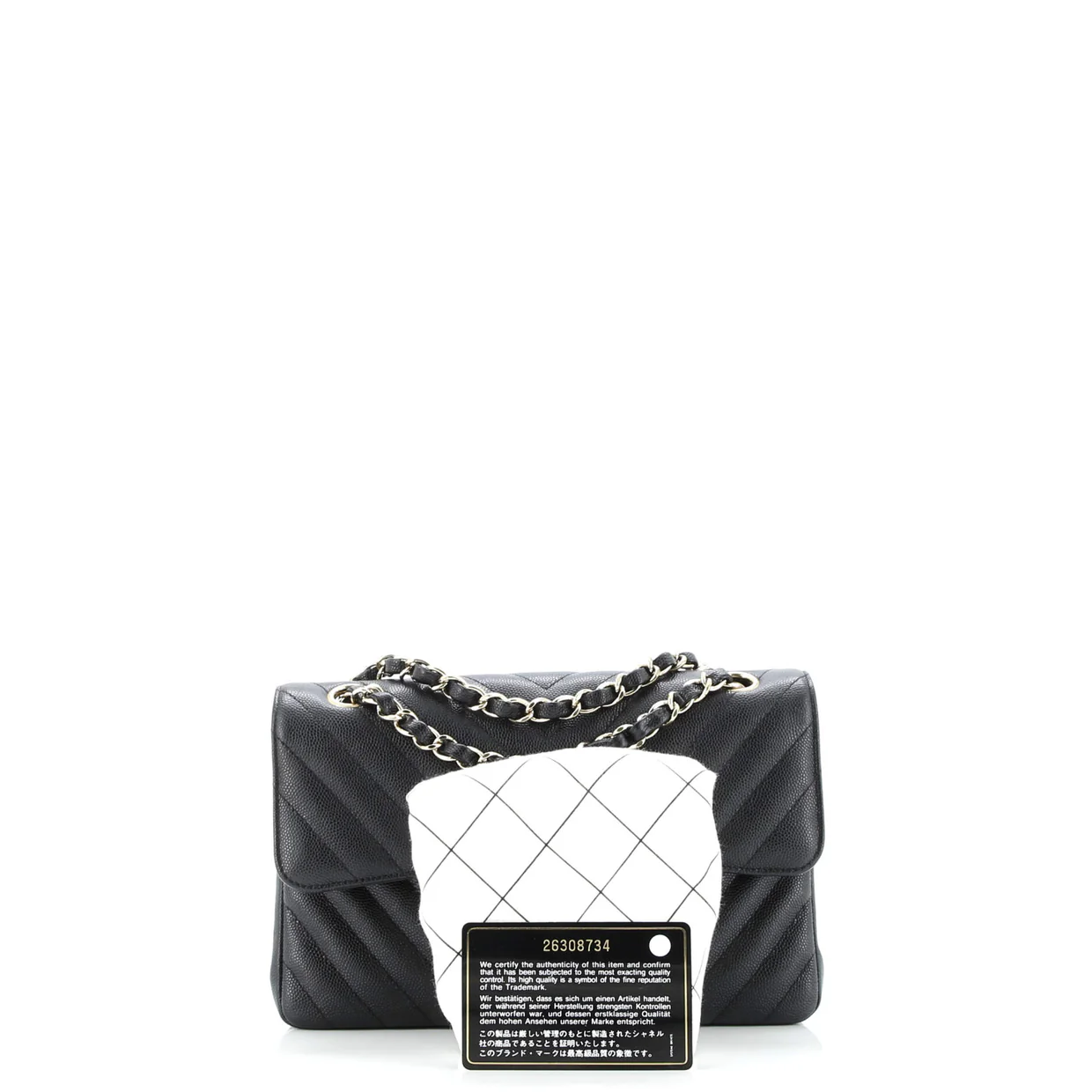 Classic Double Flap Bag Chevron Caviar Small - Deep Luxury