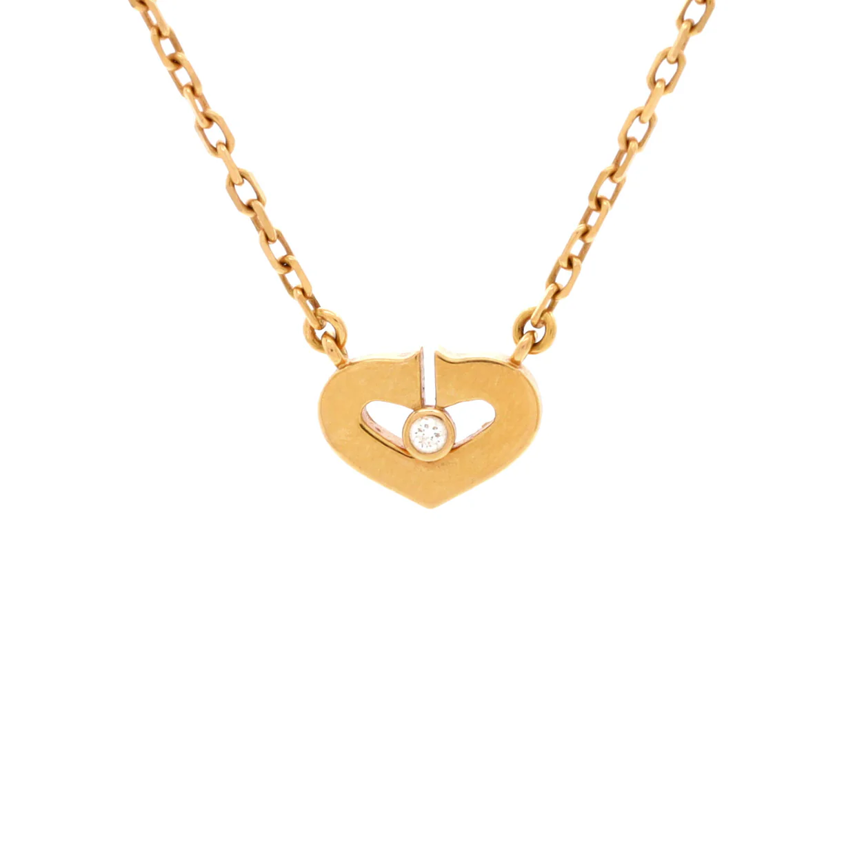 C Heart de Cartier Pendant Necklace 18K Rose Gold with Diamond XS - Deep Luxury