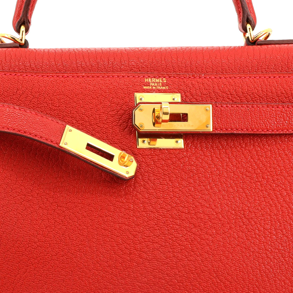 Kelly Handbag Rouge Vif Chevre de Coromandel with Gold Hardware 28 - Deep Luxury