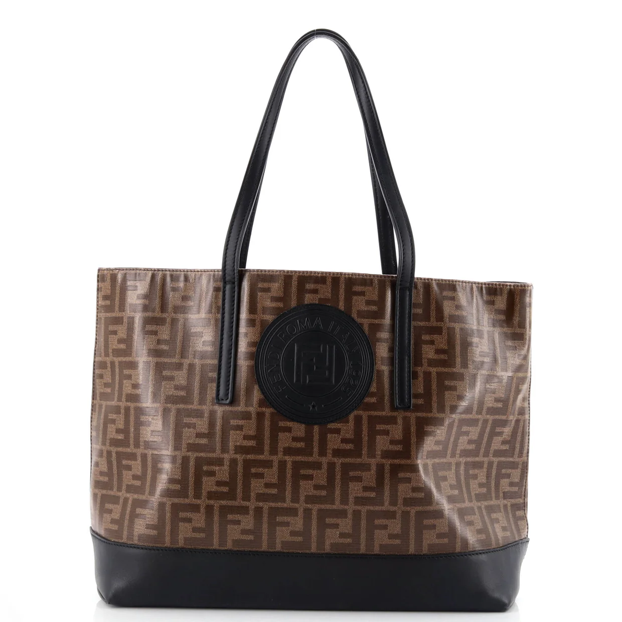 FF Logo Stamp Shopping Tote Zucca Coated Canvas Medium - Deep Luxury