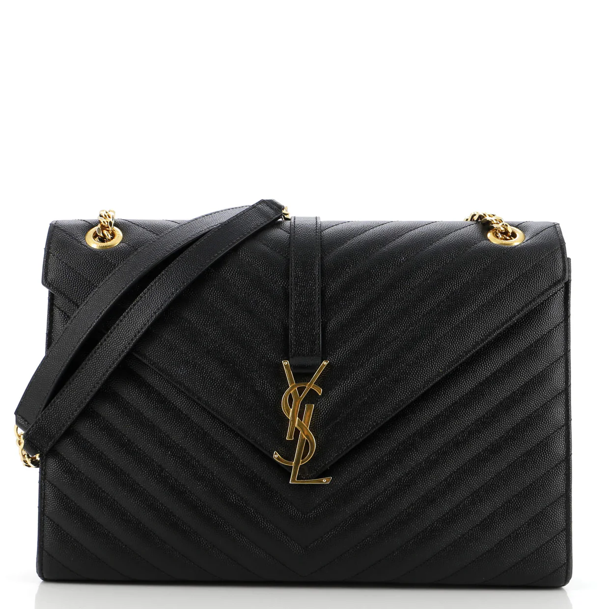 Classic Monogram Envelope Satchel Matelasse Chevron Leather Large - Deep Luxury