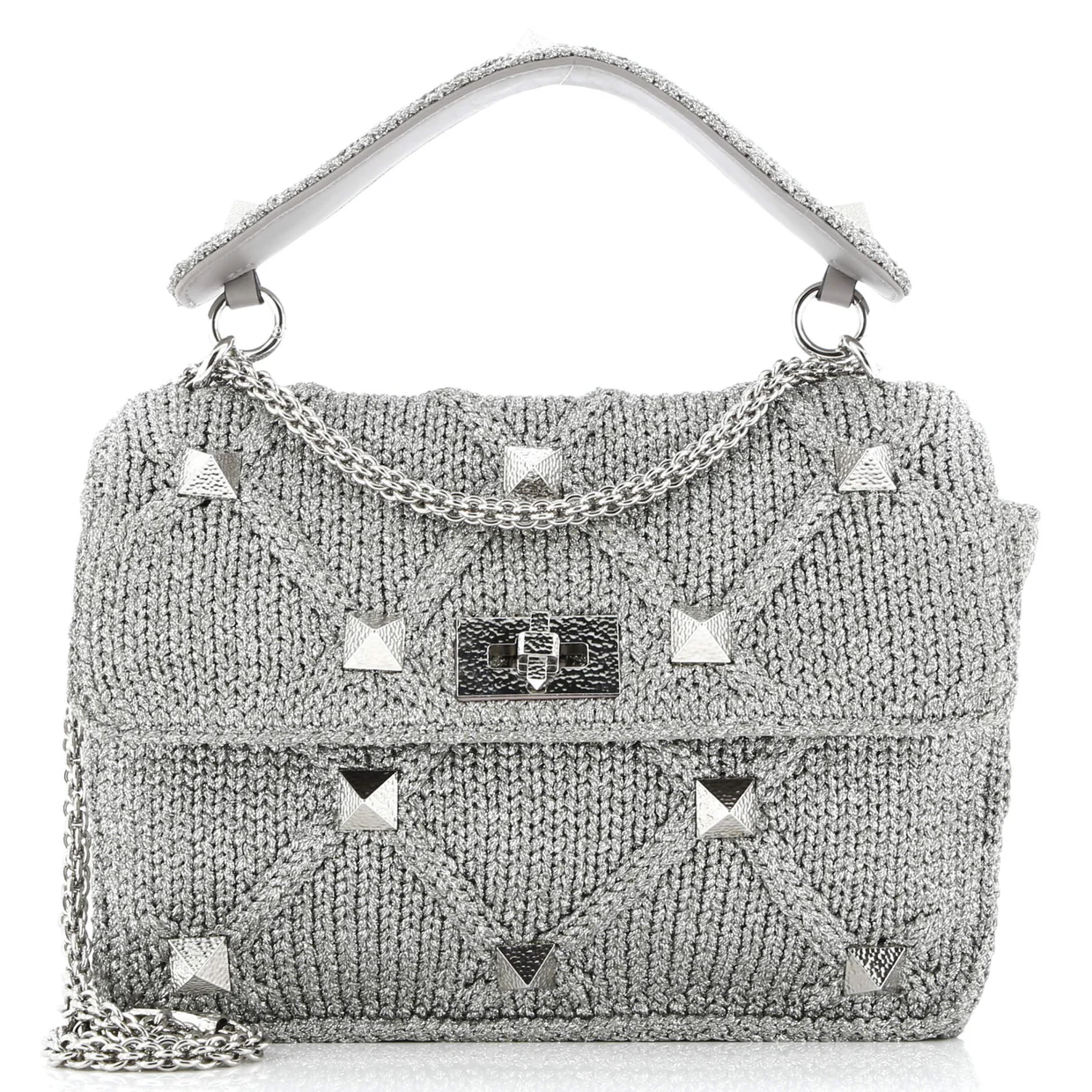 Roman Stud Flap Bag Quilted Knit Large - Deep Luxury