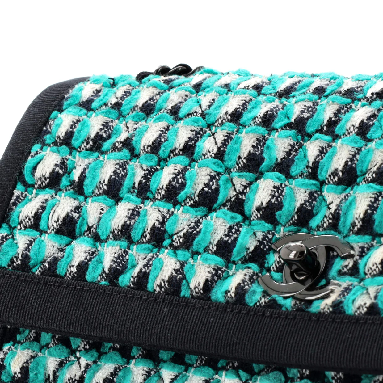 Two Tone Flap Bag Quilted Tweed Small - Deep Luxury