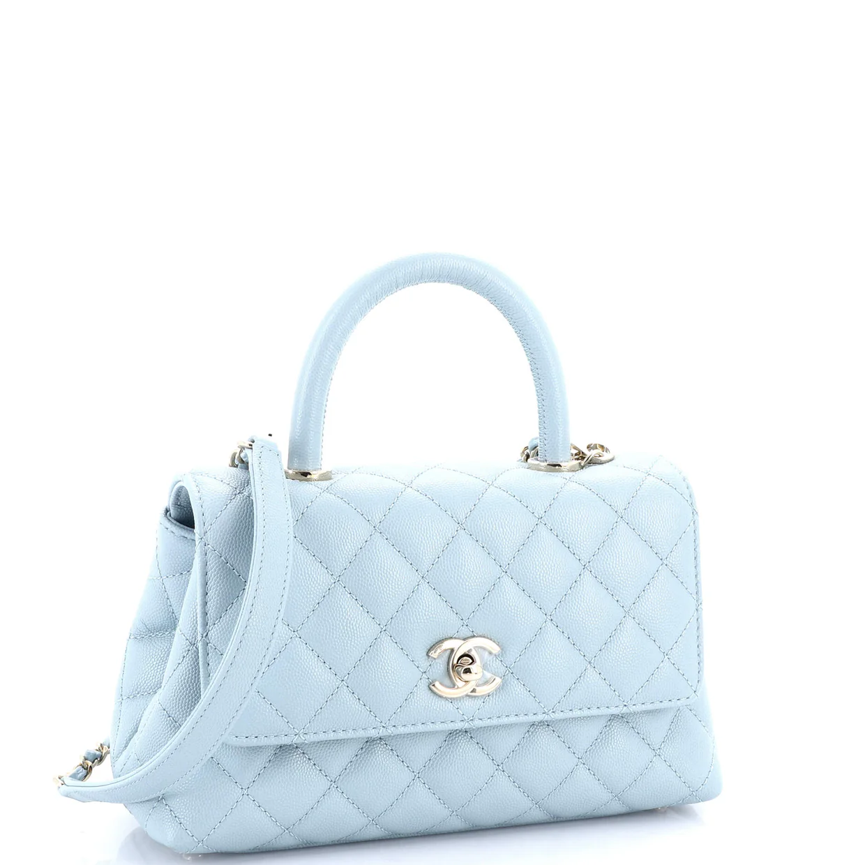 Coco Top Handle Bag Quilted Caviar Mini - Deep Luxury