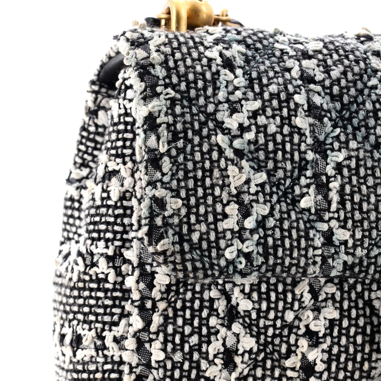 Pearl Chain CC Flap Bag Quilted Tweed Mini - Deep Luxury