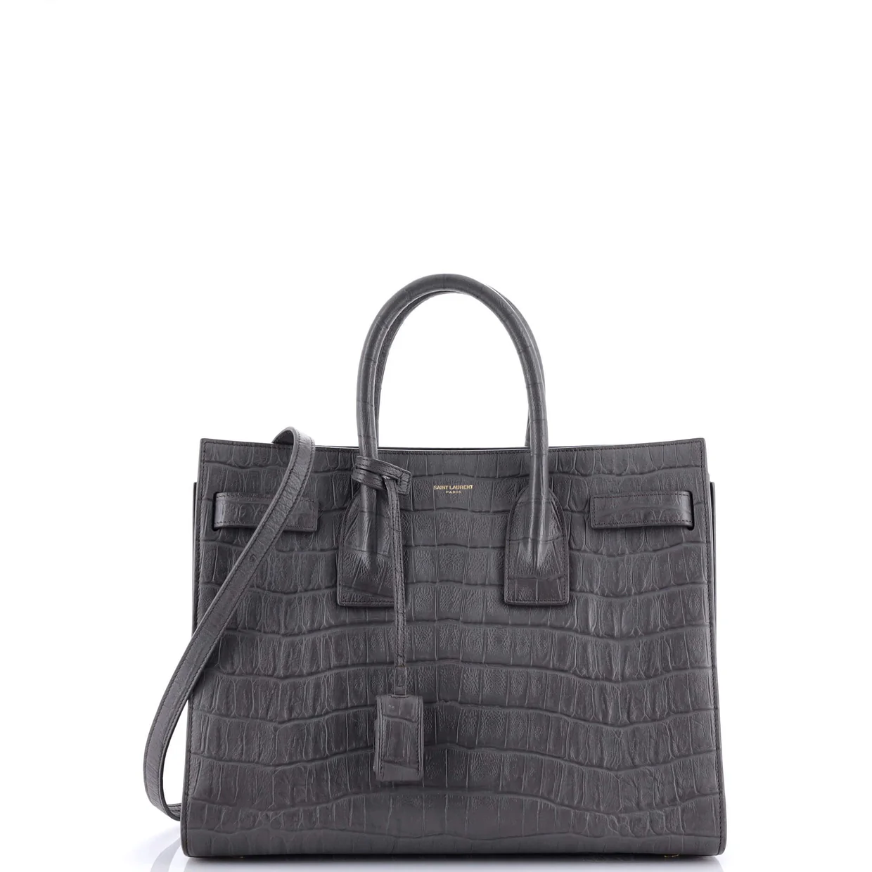 Sac de Jour Bag Crocodile Embossed Leather Small - Deep Luxury