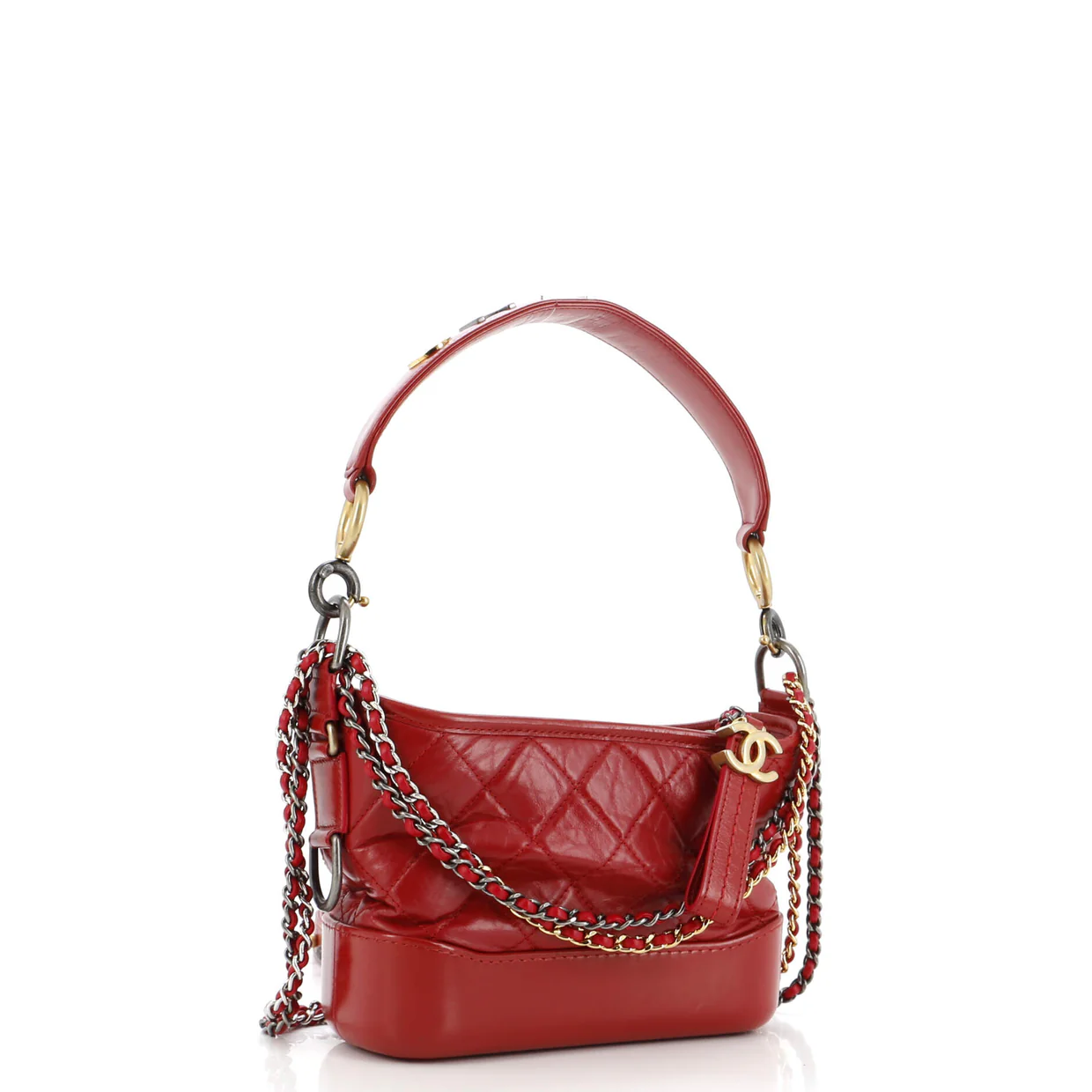 Gabrielle Hobo with Logo Handle Quilted Aged Calfskin Small - Deep Luxury