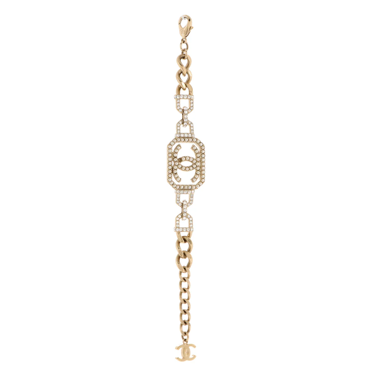 Vendome CC Chain Bracelet Metal with Crystals and Faux Pearls - Deep Luxury