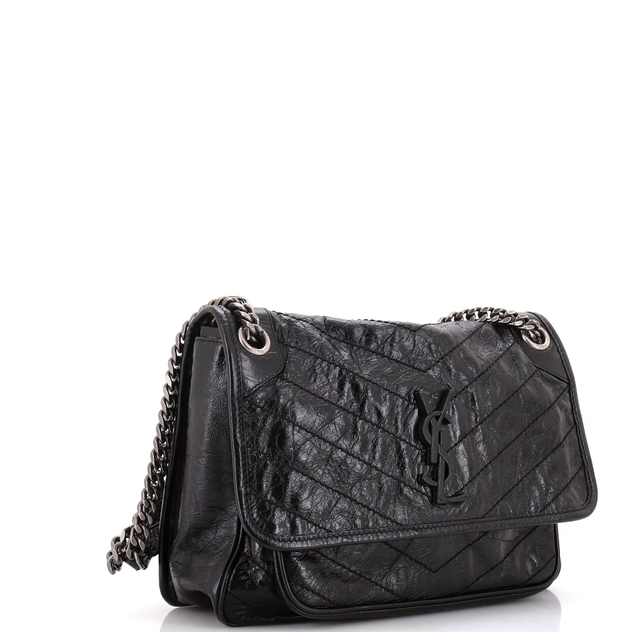 Niki Chain Flap Bag Matelasse Chevron Leather Medium - Deep Luxury