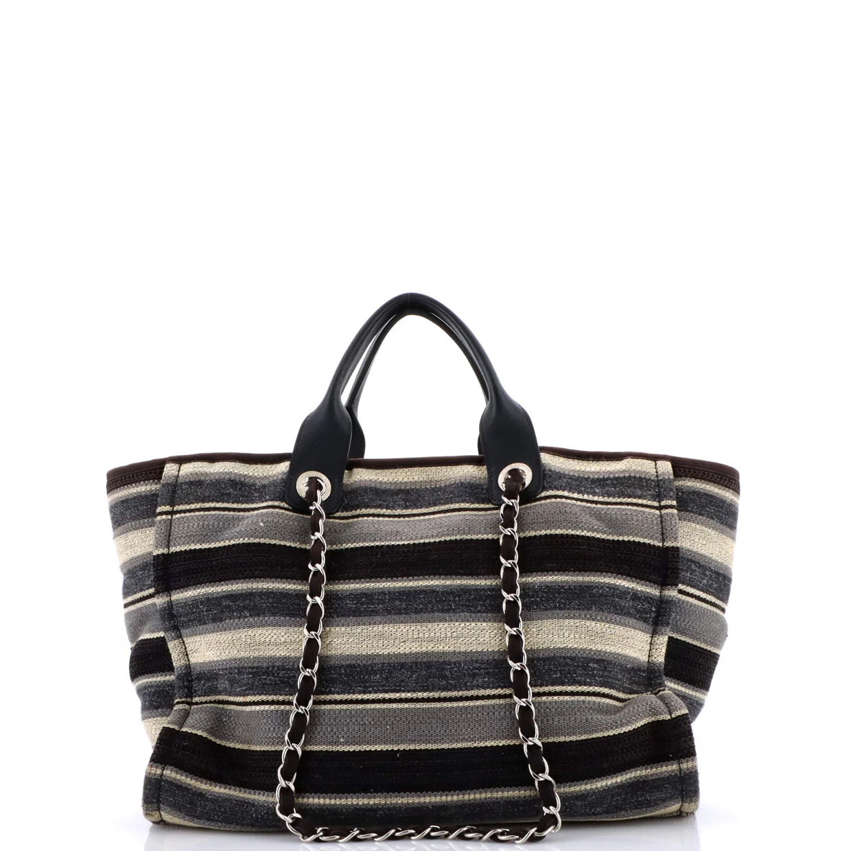 Deauville Tote Stripe Canvas Medium - Deep Luxury