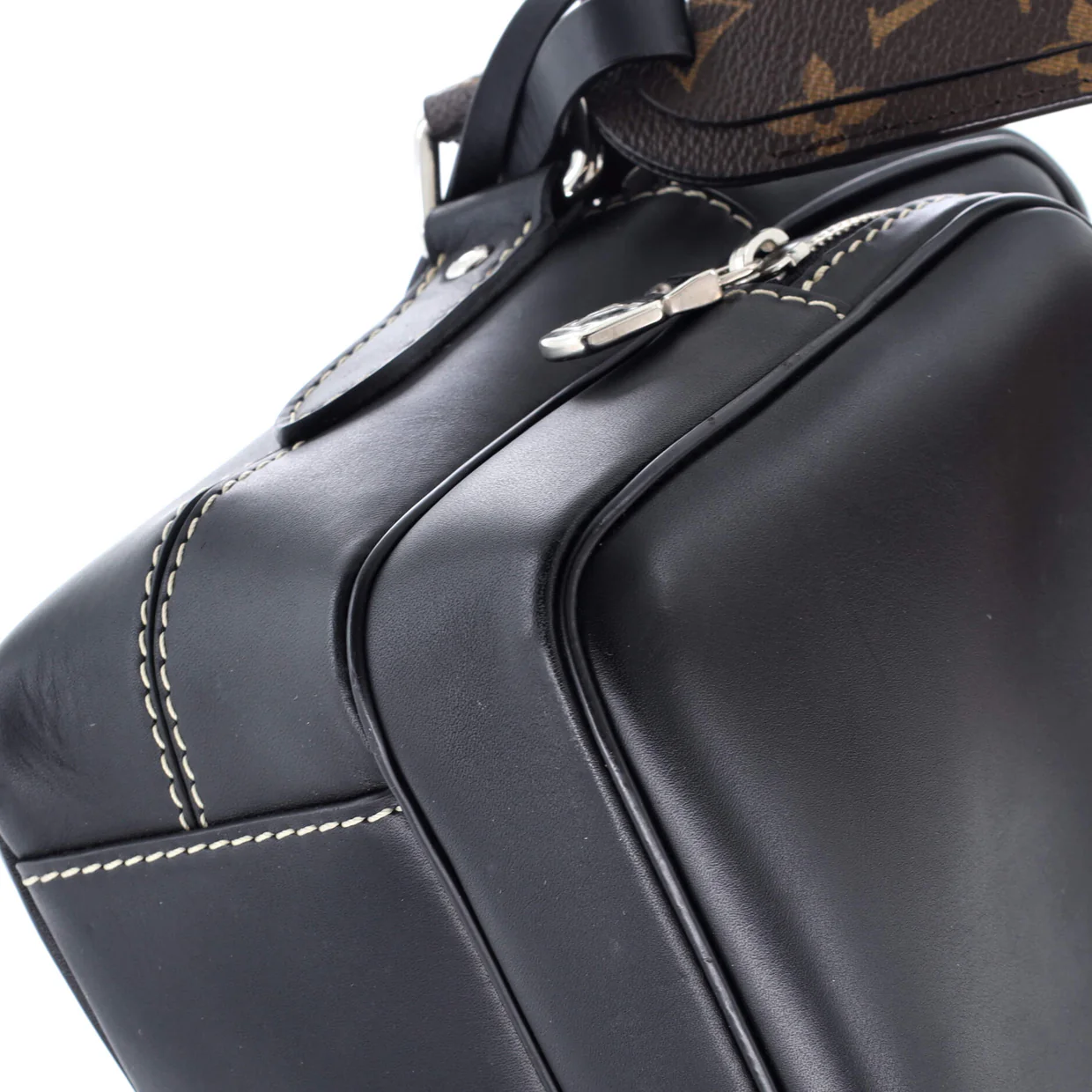 Nil Messenger Bag Leather with Monogram Canvas PM - Deep Luxury