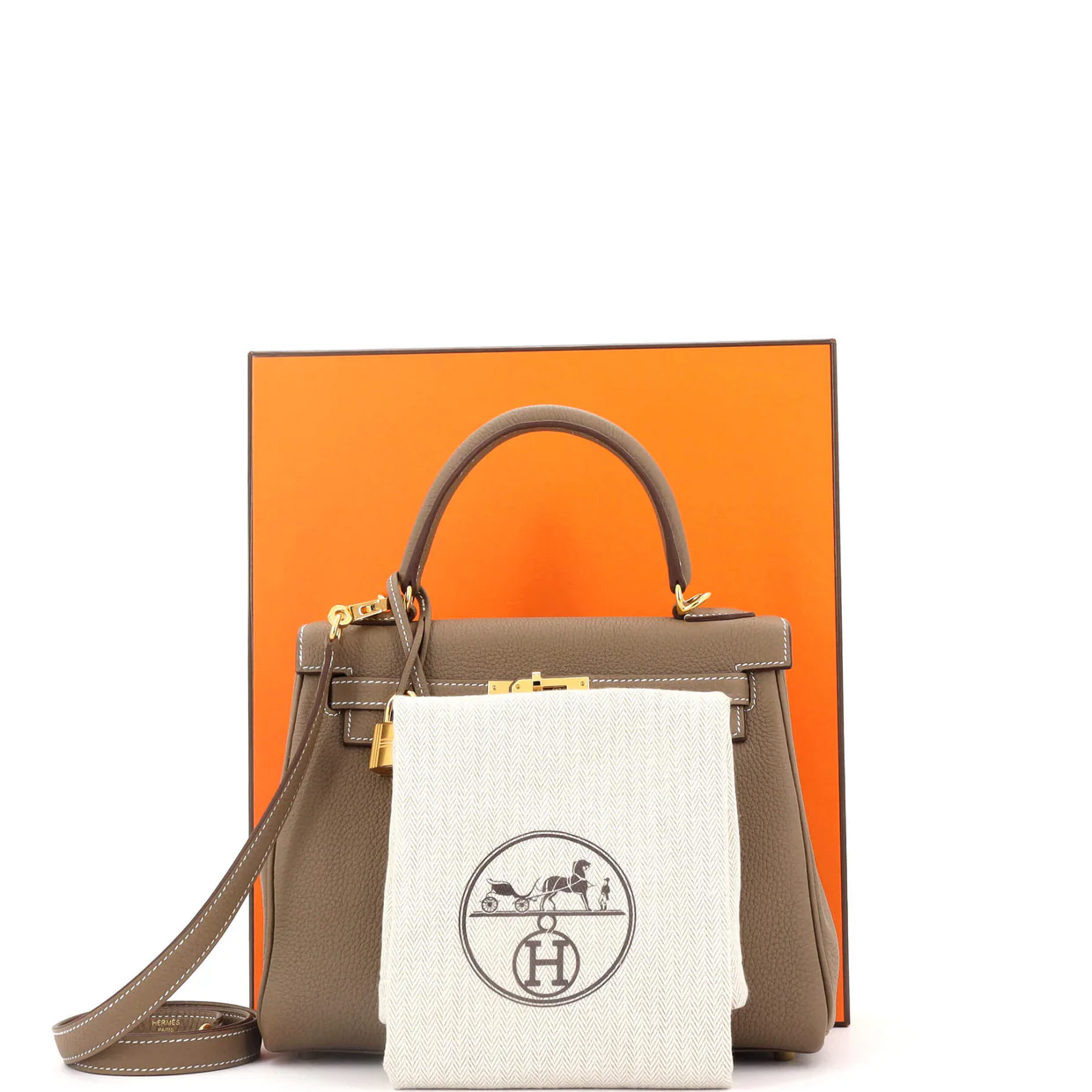 Kelly Handbag Grey Togo with Gold Hardware 25 - Deep Luxury
