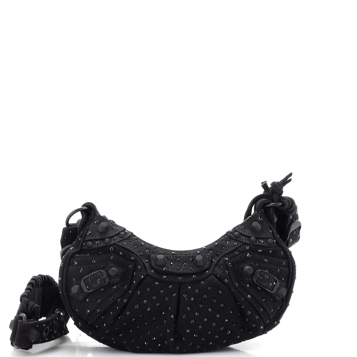 Le Cagole Giant Studs Shoulder Bag Rhinestones XS - Deep Luxury