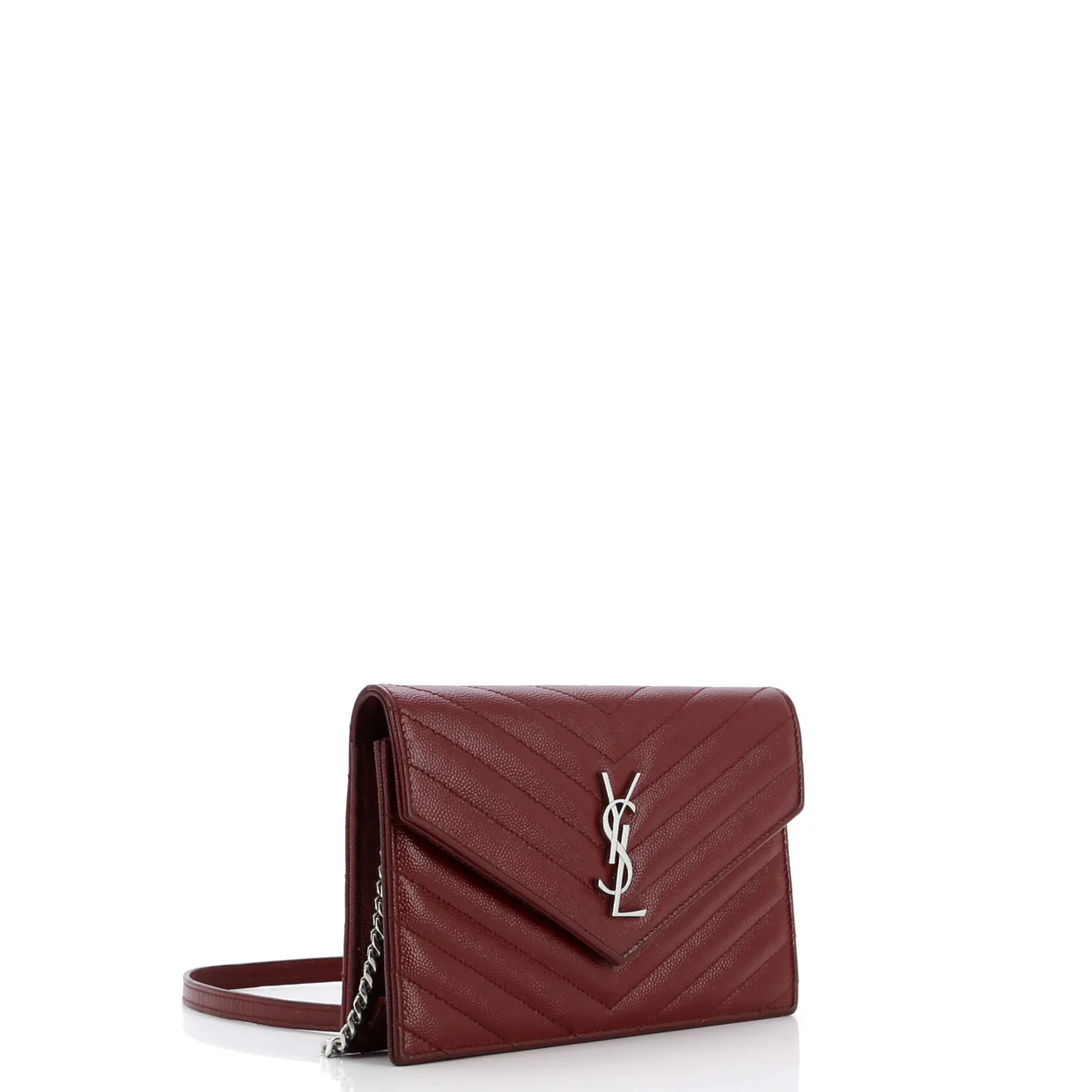 Classic Monogram Wallet on Chain Matelasse Chevron Leather Small - Deep Luxury