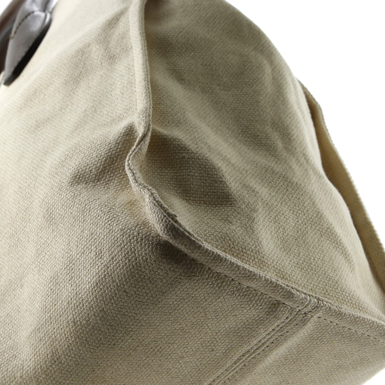 Foldable Web Tote Canvas with Leather Small - Deep Luxury