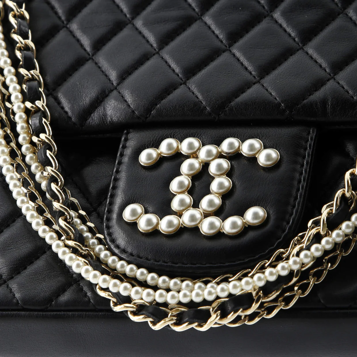 Westminster Pearl Chain Flap Bag Quilted Lambskin Medium - Deep Luxury