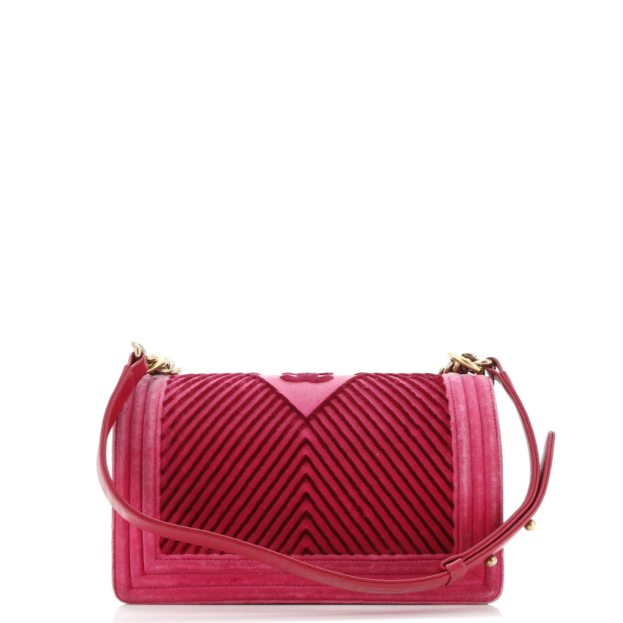 Boy Flap Bag Chevron Velvet Old Medium - Deep Luxury