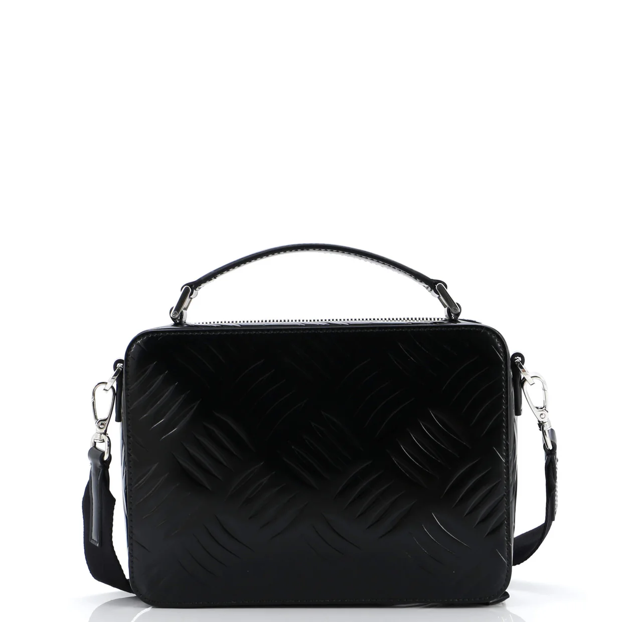 Brique Crossbody Bag Embossed Brushed Leather Medium - Deep Luxury