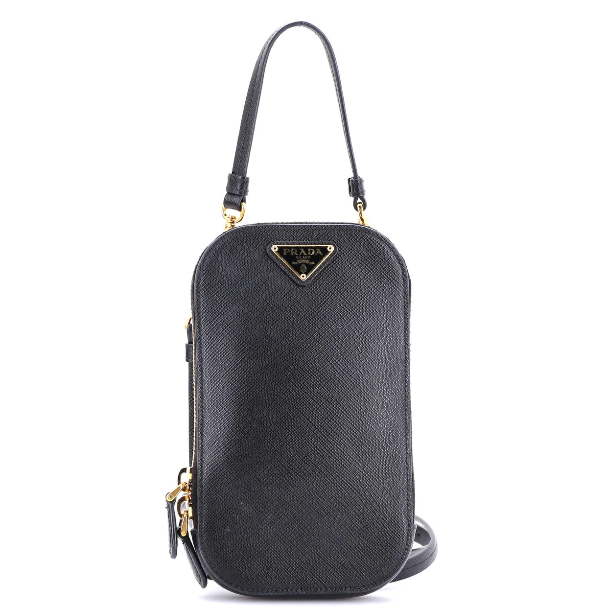 Zip Phone Holder Crossbody Bag Saffiano Leather - Deep Luxury