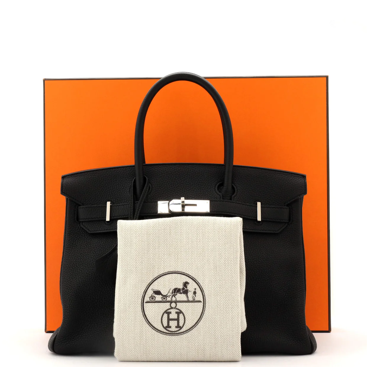 Birkin Handbag Noir Togo with Palladium Hardware 30 - Deep Luxury