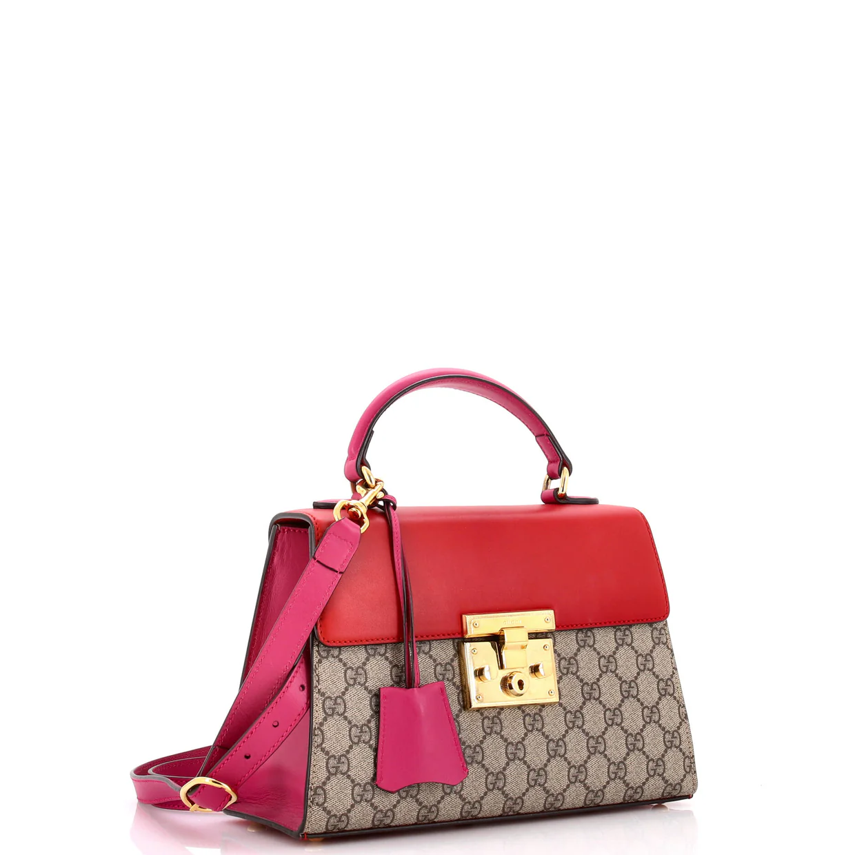 Padlock Top Handle Bag GG Coated Canvas and Leather Small - Deep Luxury