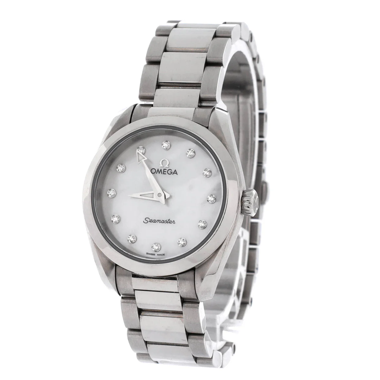 Seamaster Aqua Terra 150M Quartz Watch Stainless Steel with Diamond Markers and Mother of Pearl 28 - Deep Luxury
