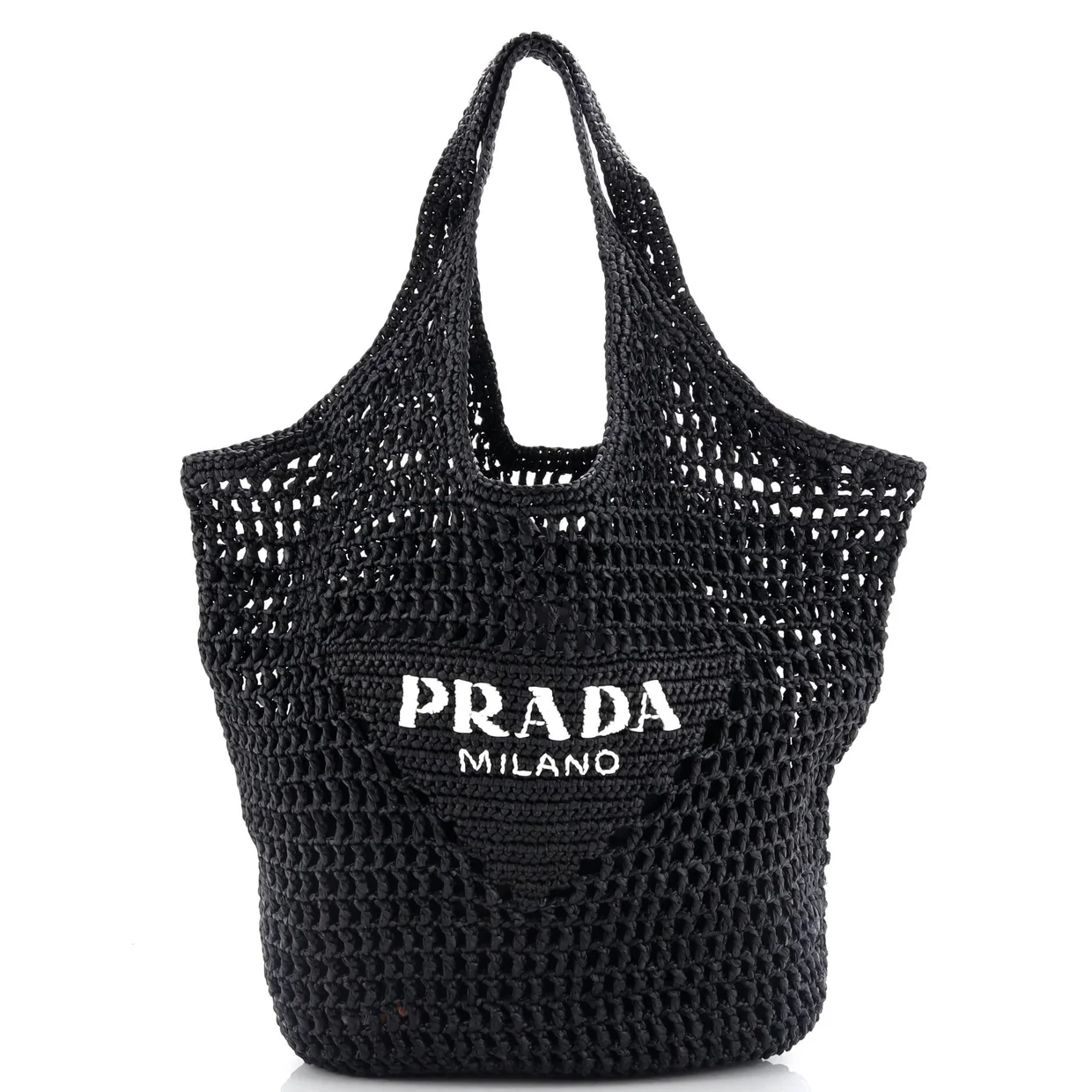 Triangle Logo Bucket Tote Raffia - Deep Luxury