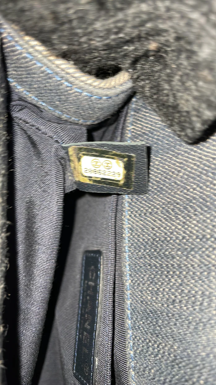 Boy Flap Bag Chevron Denim Small - Deep Luxury