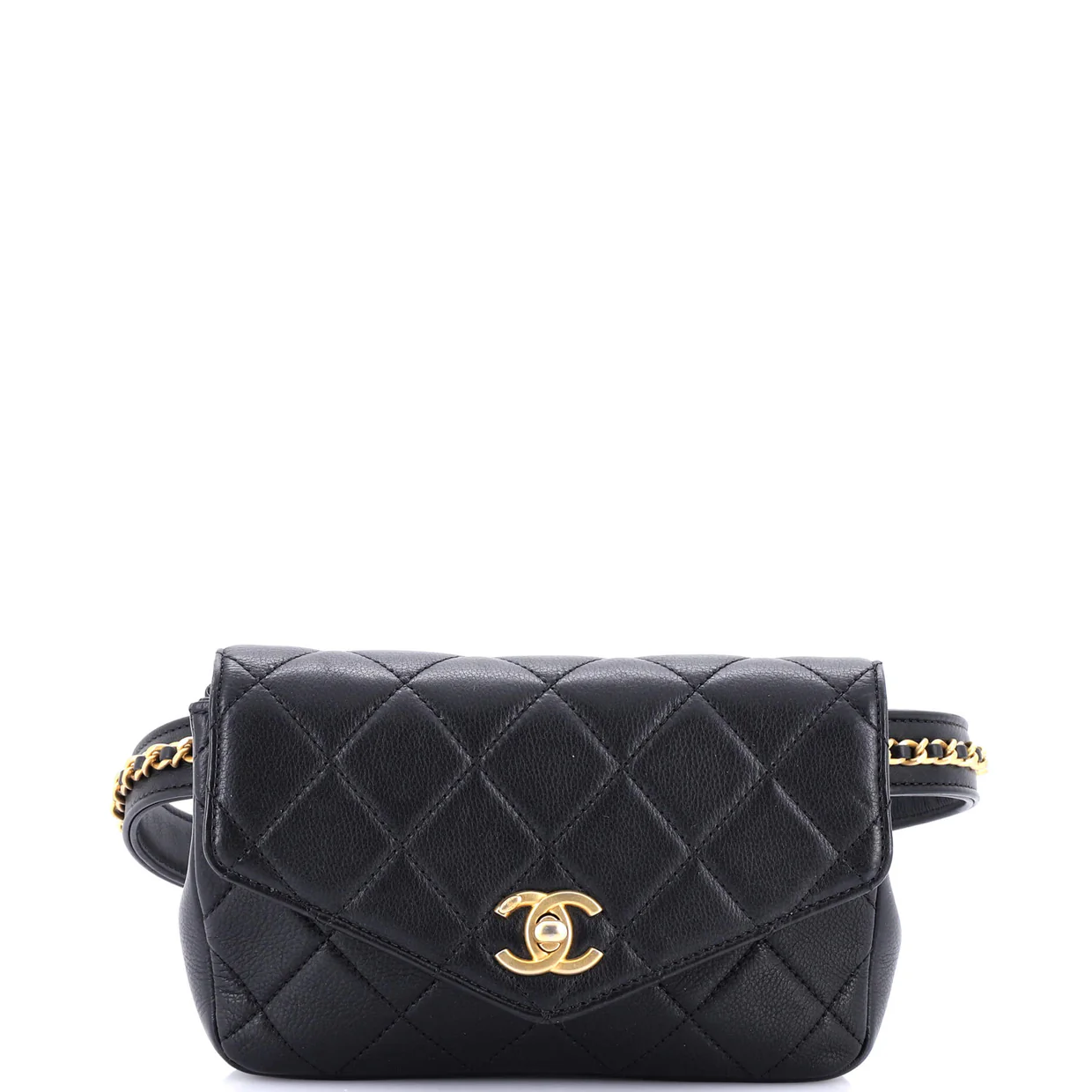 Chain Envelope Belt Bag Quilted Calfskin - Deep Luxury