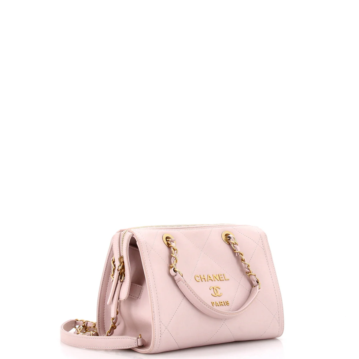 Metal Logo Bowling Bag Quilted Calfskin Small - Deep Luxury