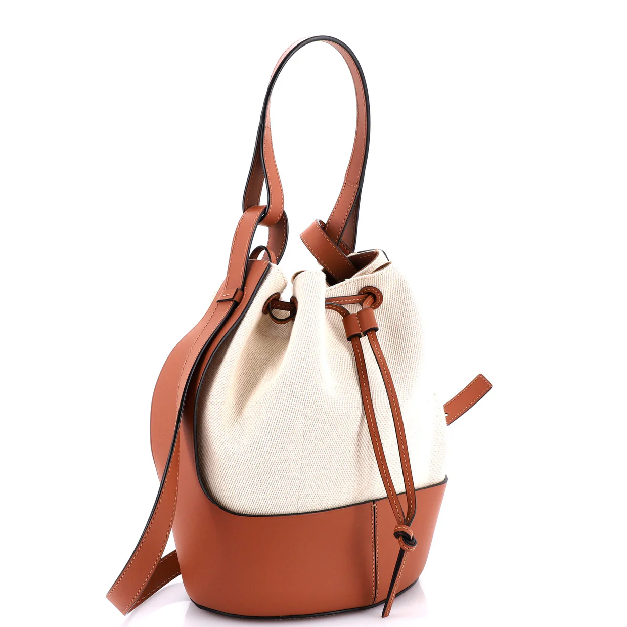 Balloon Bucket Bag Canvas and Leather Medium - Deep Luxury