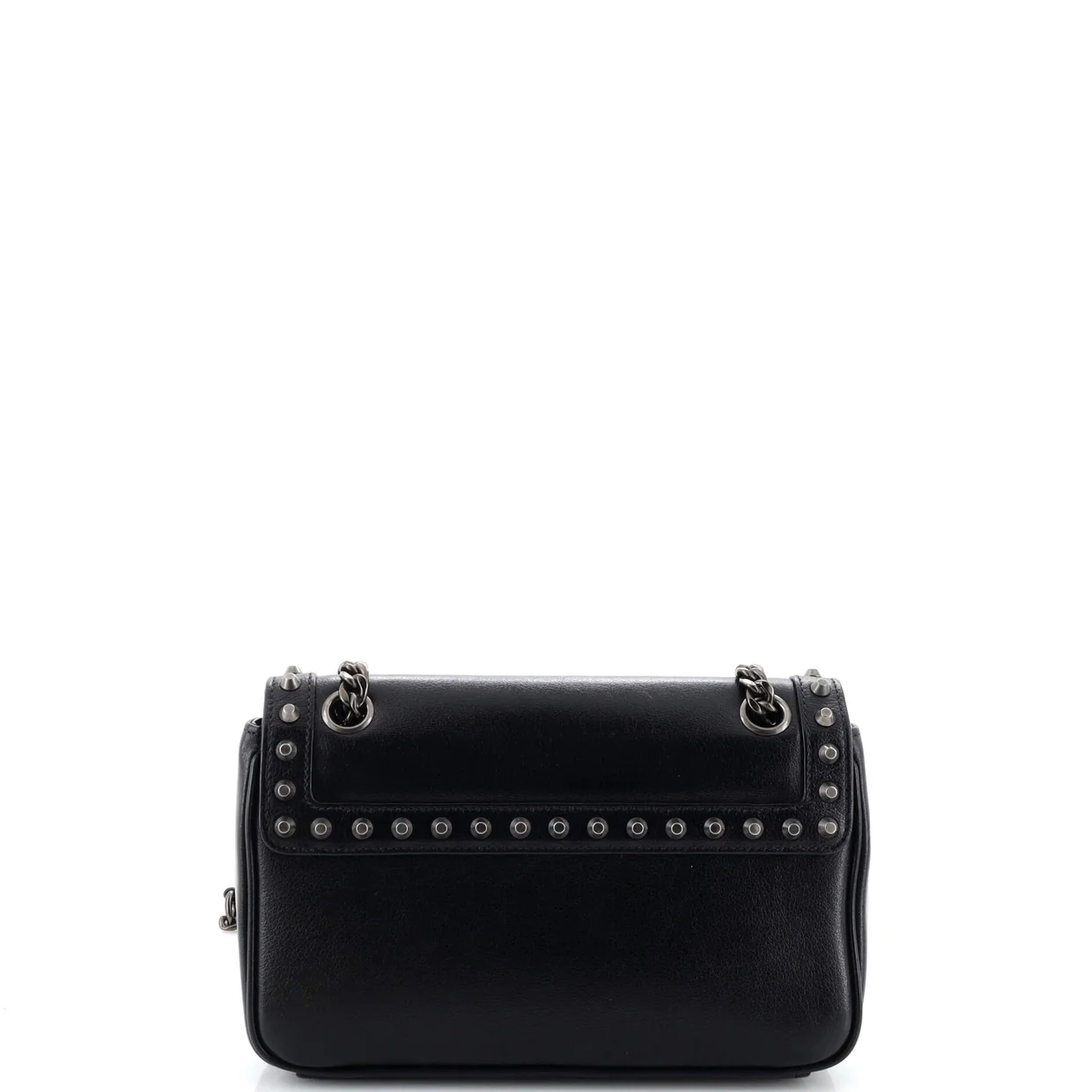 Chain Flap Bag Studded Glace Calf Small - Deep Luxury