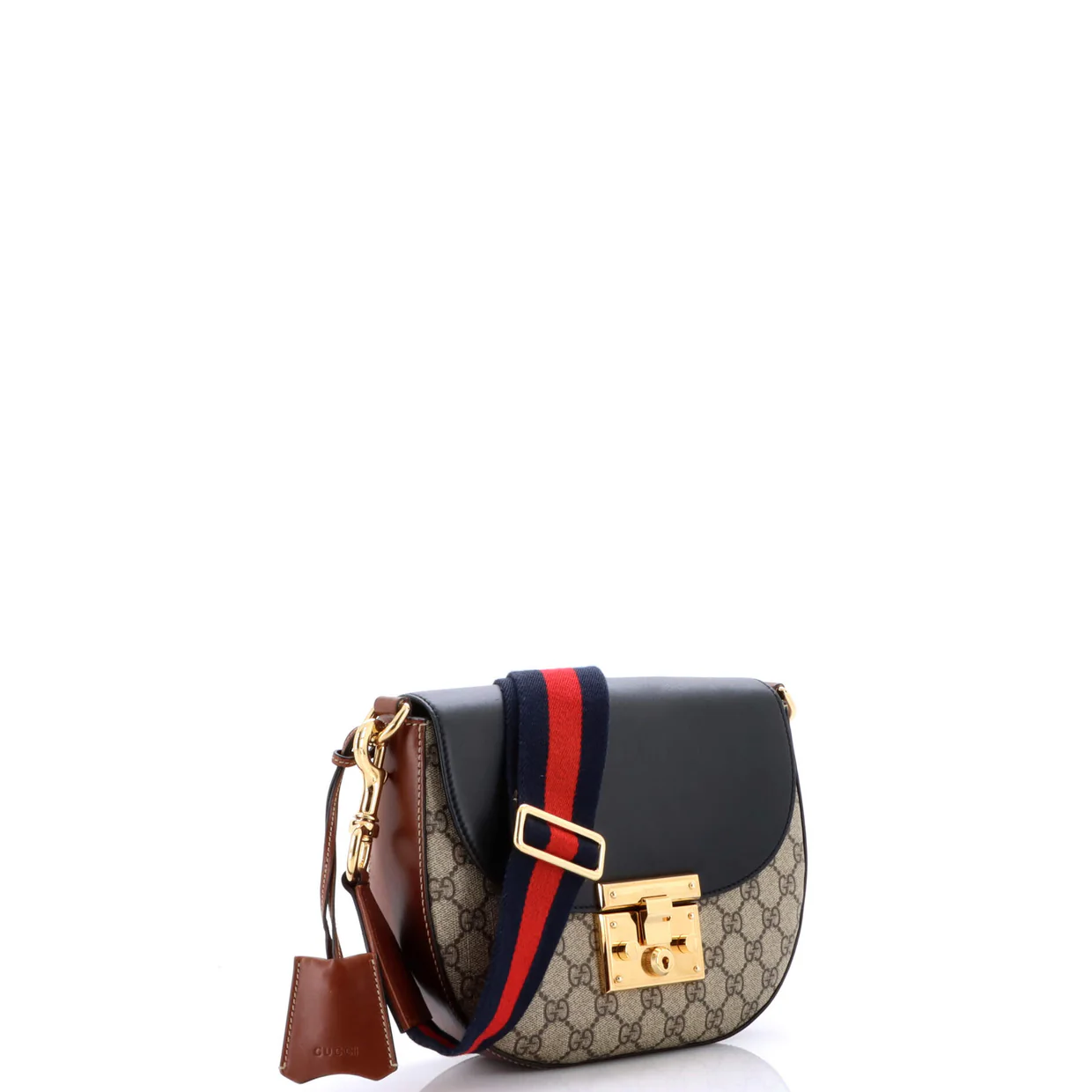 Padlock Saddle Shoulder Bag GG Coated Canvas and Leather Medium - Deep Luxury