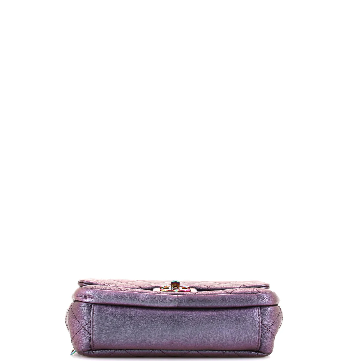 Double Carry Chain Waist Bag Quilted Iridescent Goatskin Small - Deep Luxury