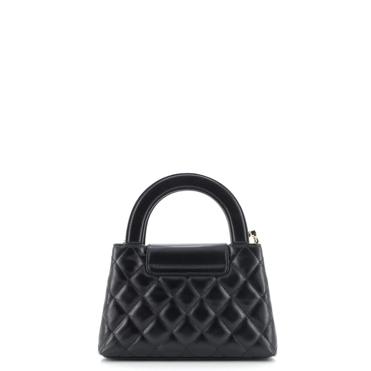 Kelly Top Handle Shopping Bag Quilted Shiny Aged Calfskin Mini - Deep Luxury