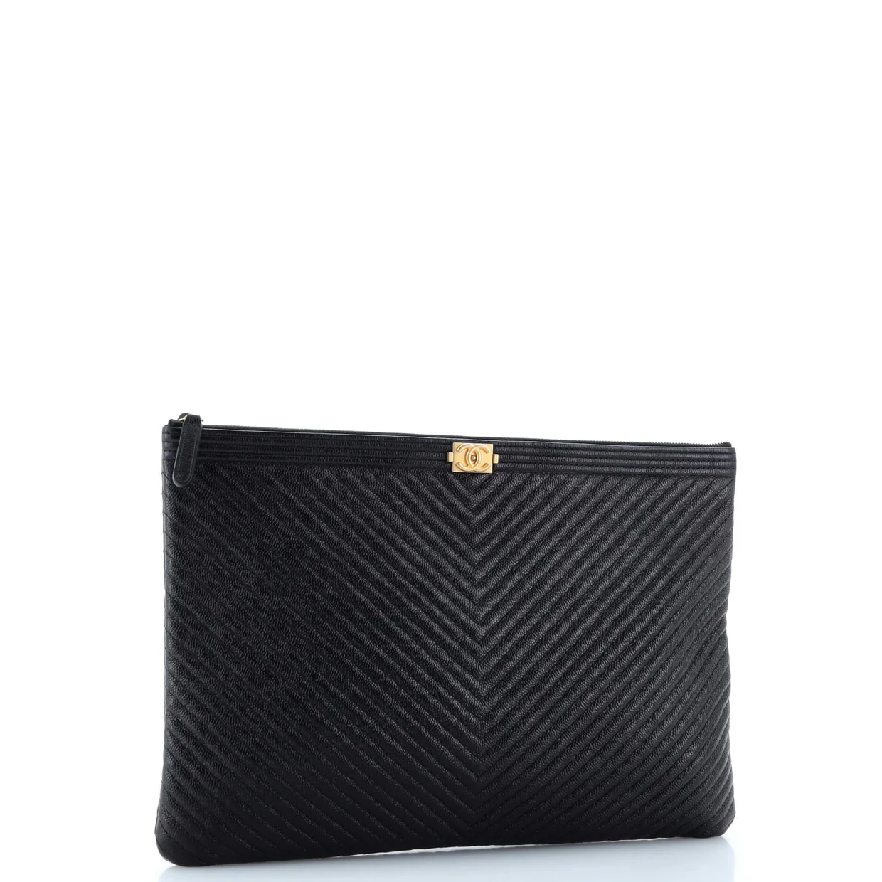 Boy O Case Clutch Chevron Caviar Large - Deep Luxury