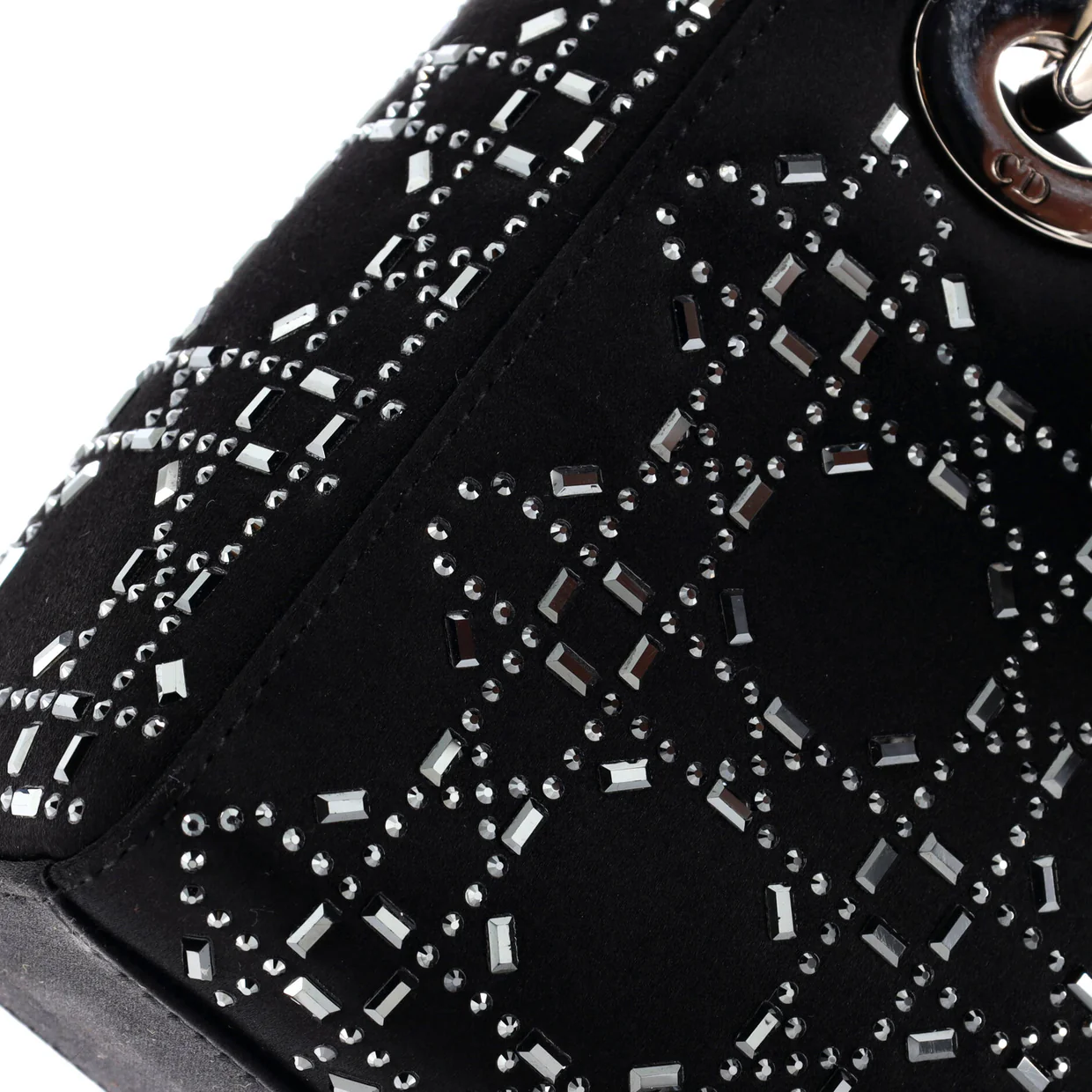 Lady Dior Bag Crystal Embellished Cannage Quilt Satin Mini - Deep Luxury