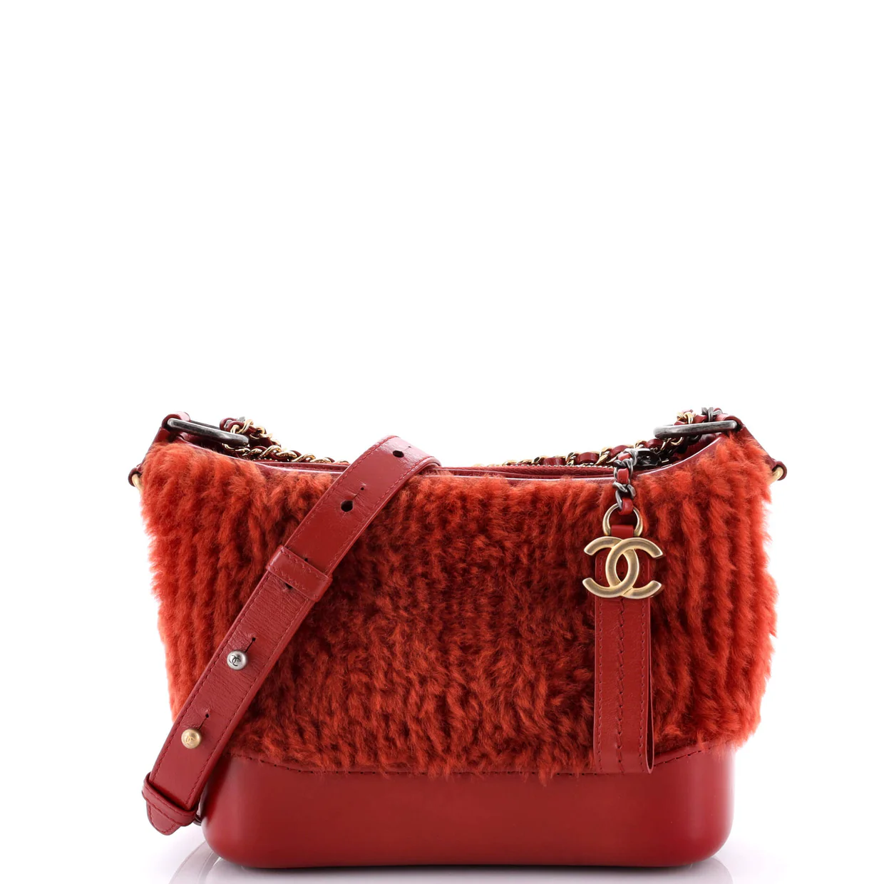 Gabrielle Hobo Shearling and Leather Small - Deep Luxury