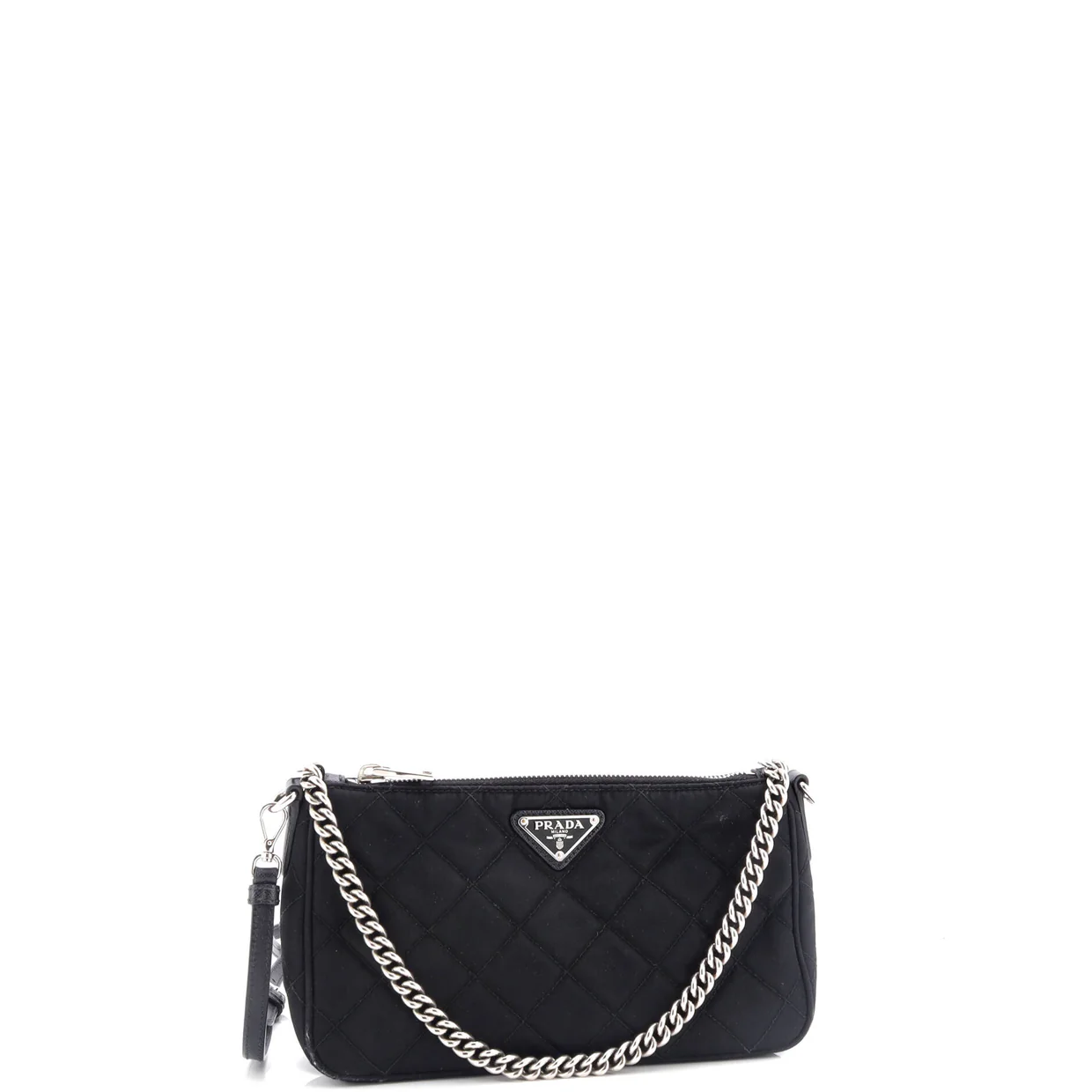 Chain Zip Shoulder Bag Quilted Tessuto Small - Deep Luxury
