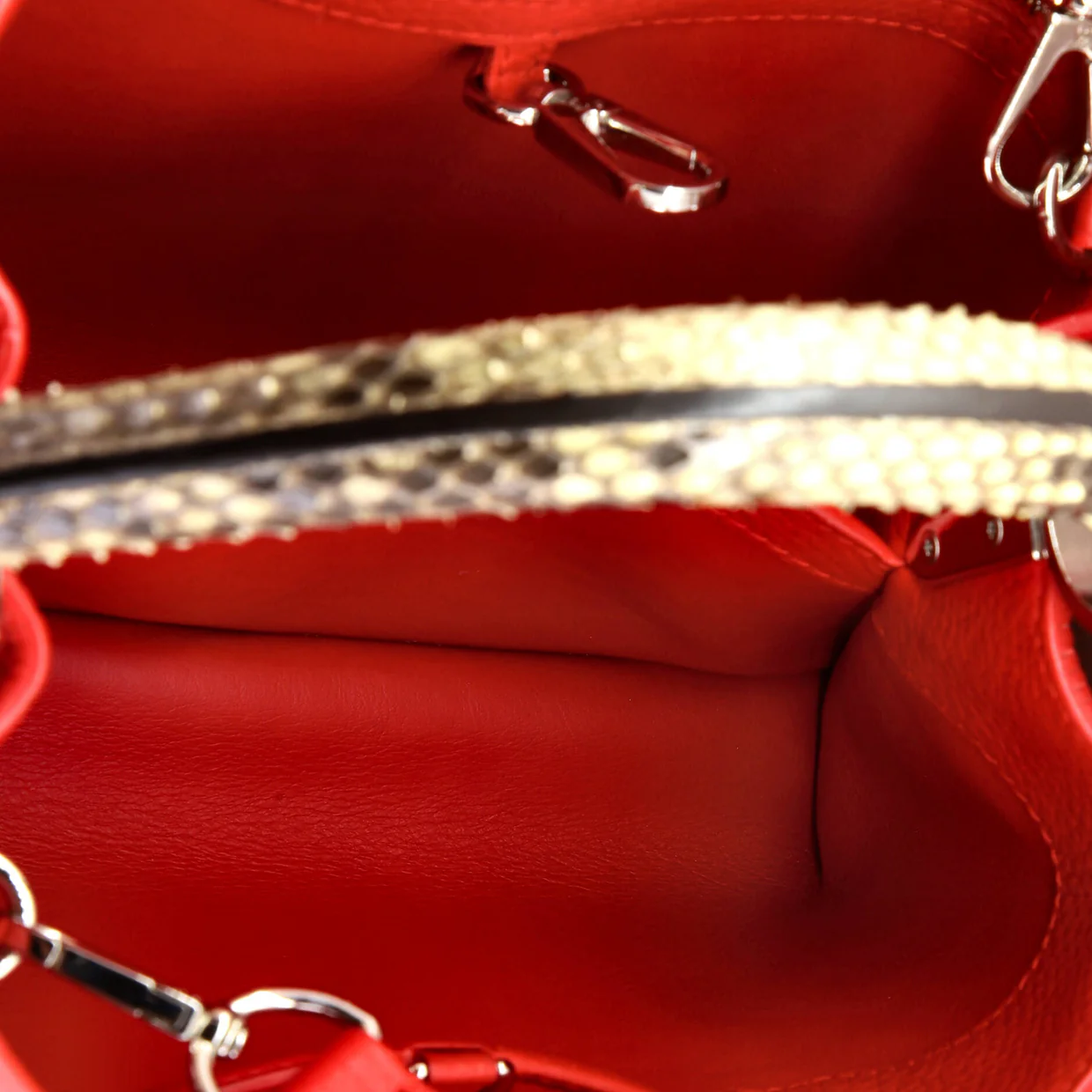 Capucines Bag Leather with Python PM - Deep Luxury