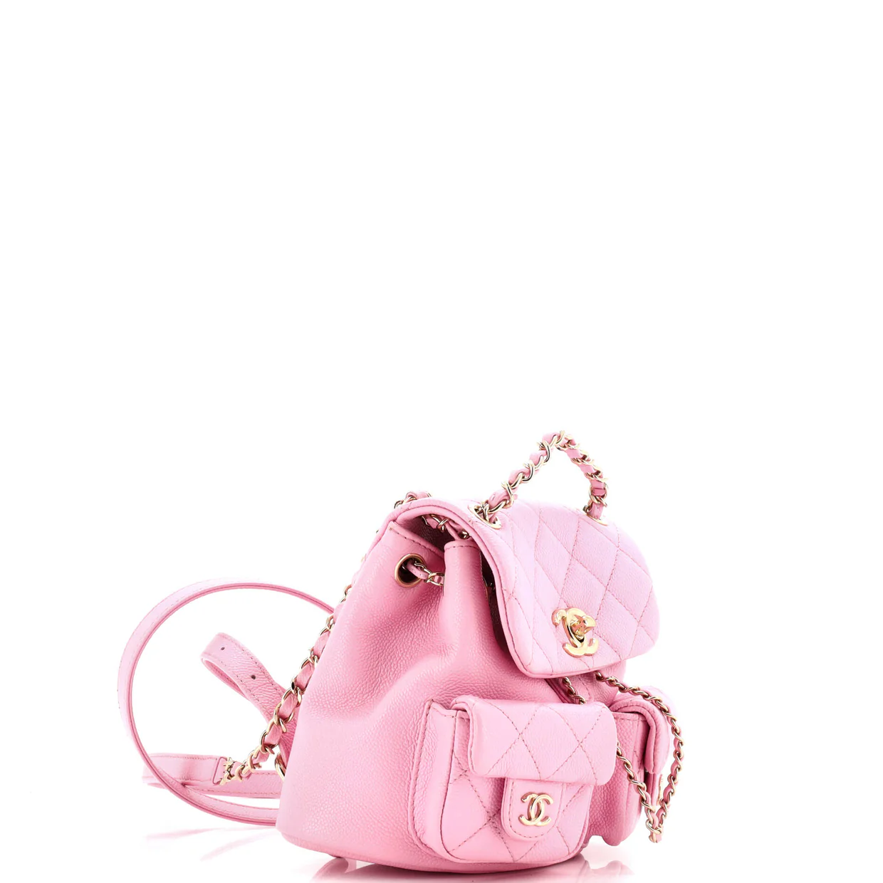 Duma Pockets Drawstring Backpack Quilted Caviar Small - Deep Luxury