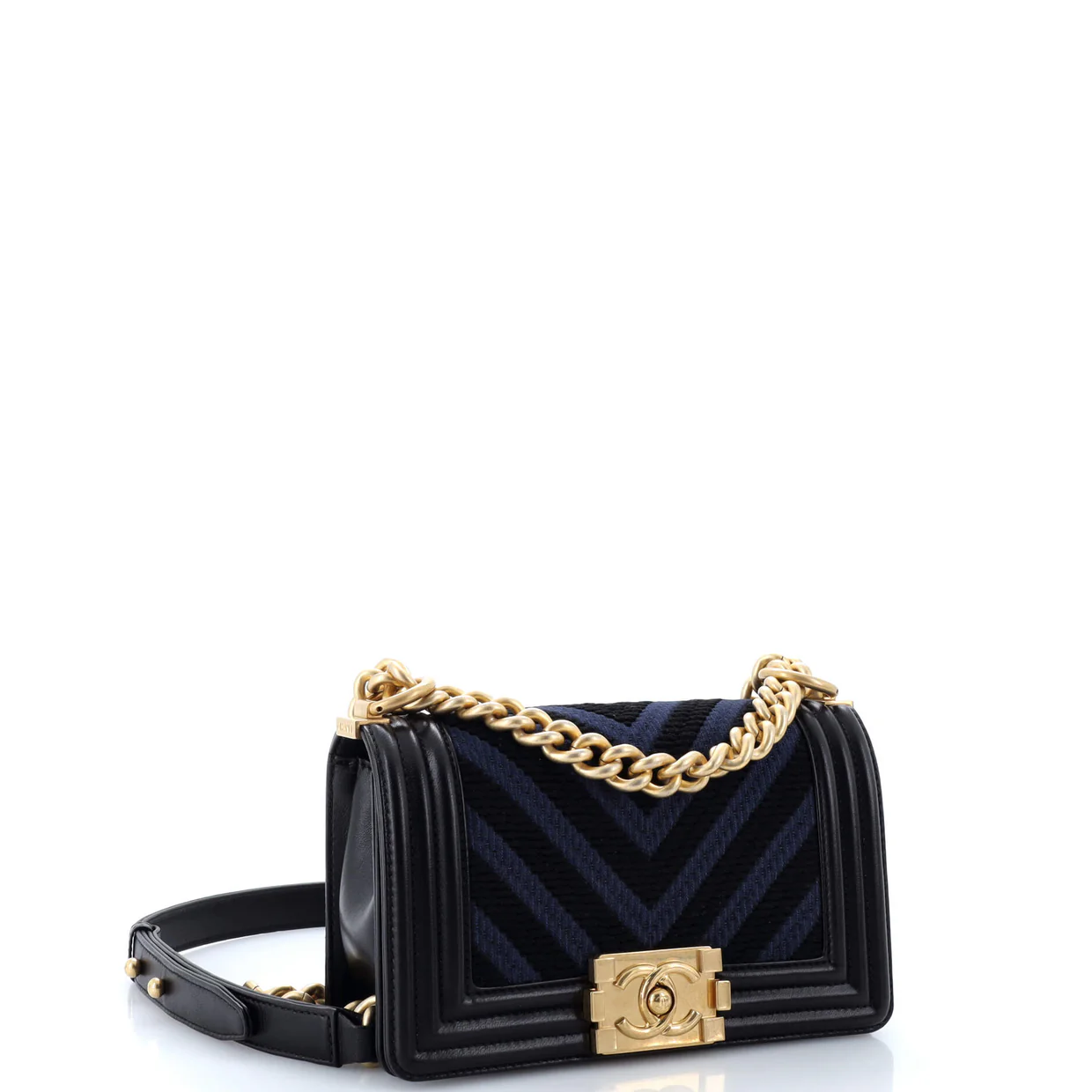 Boy Flap Bag Braided Chevron Calfskin and Lambskin Small - Deep Luxury
